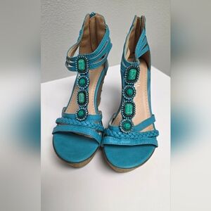 Like New Patrizia Wedge Shoes Turquoise Size 38